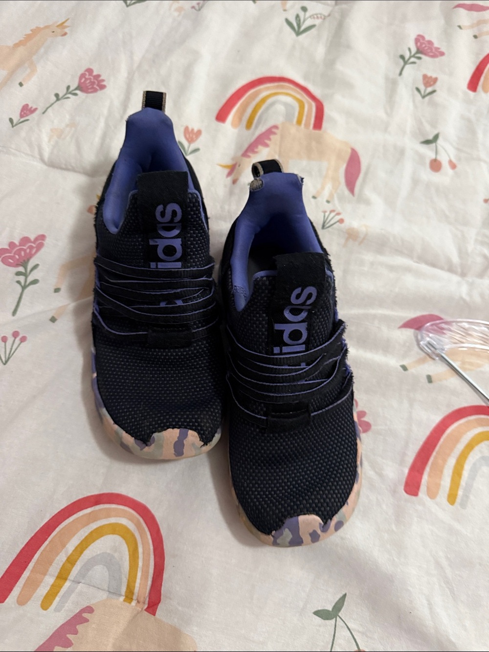 adidas Kids Navy Sneakers with Purple Accents